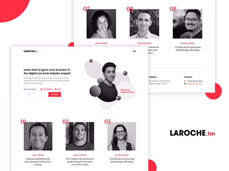 Podcast homepage design for Laroche.fm