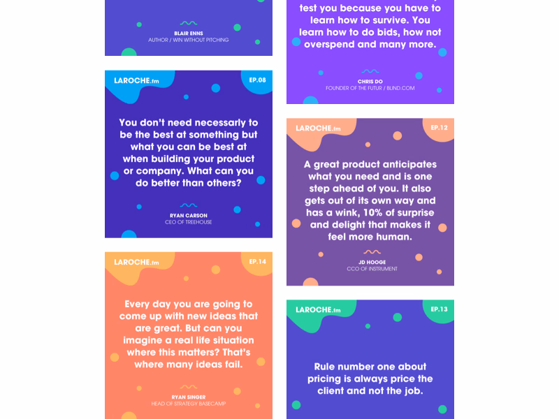 Instagram quote cards for Laroche.fm podcast