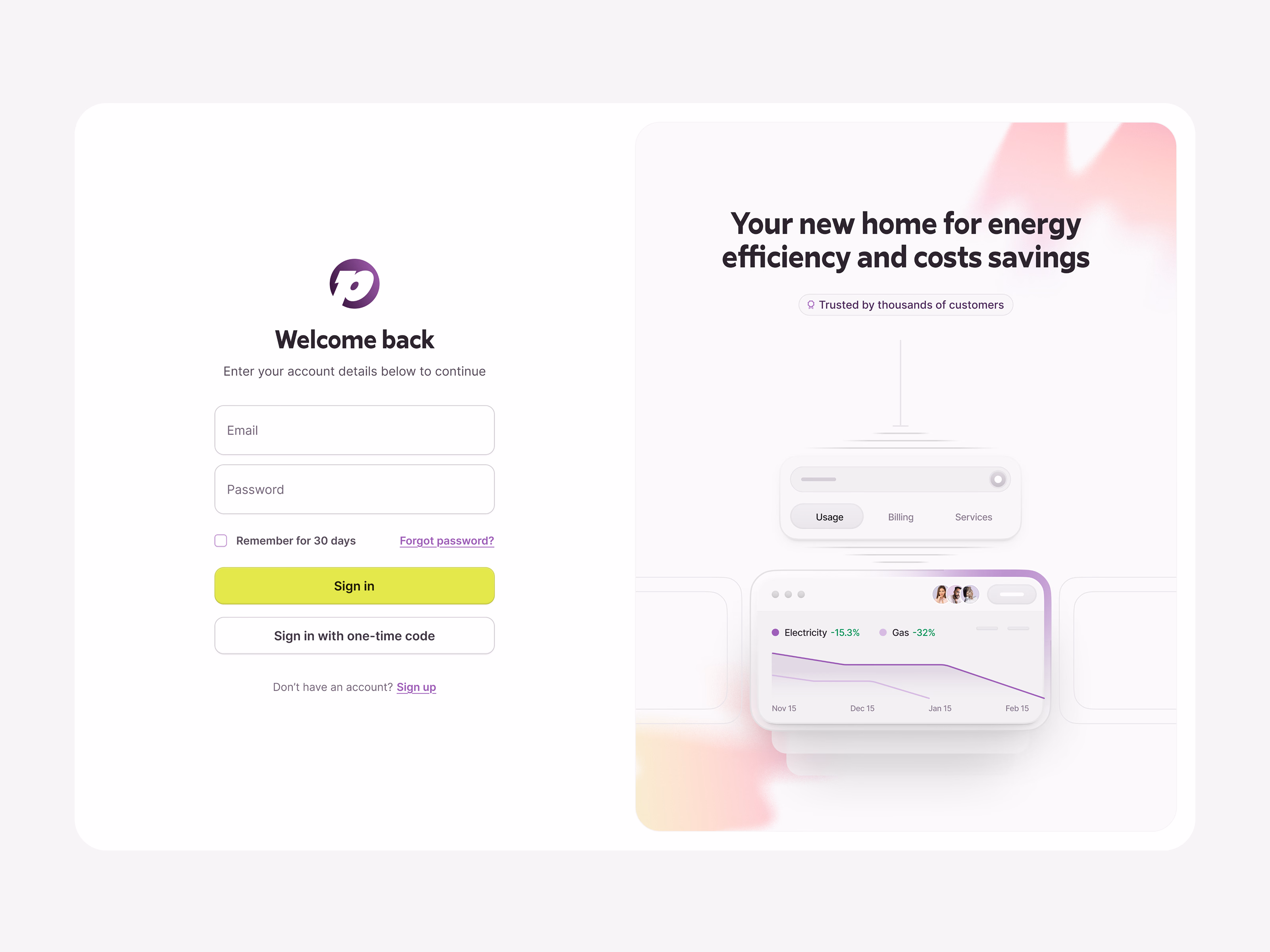 Sign-in screen draft for Public Grid utility app