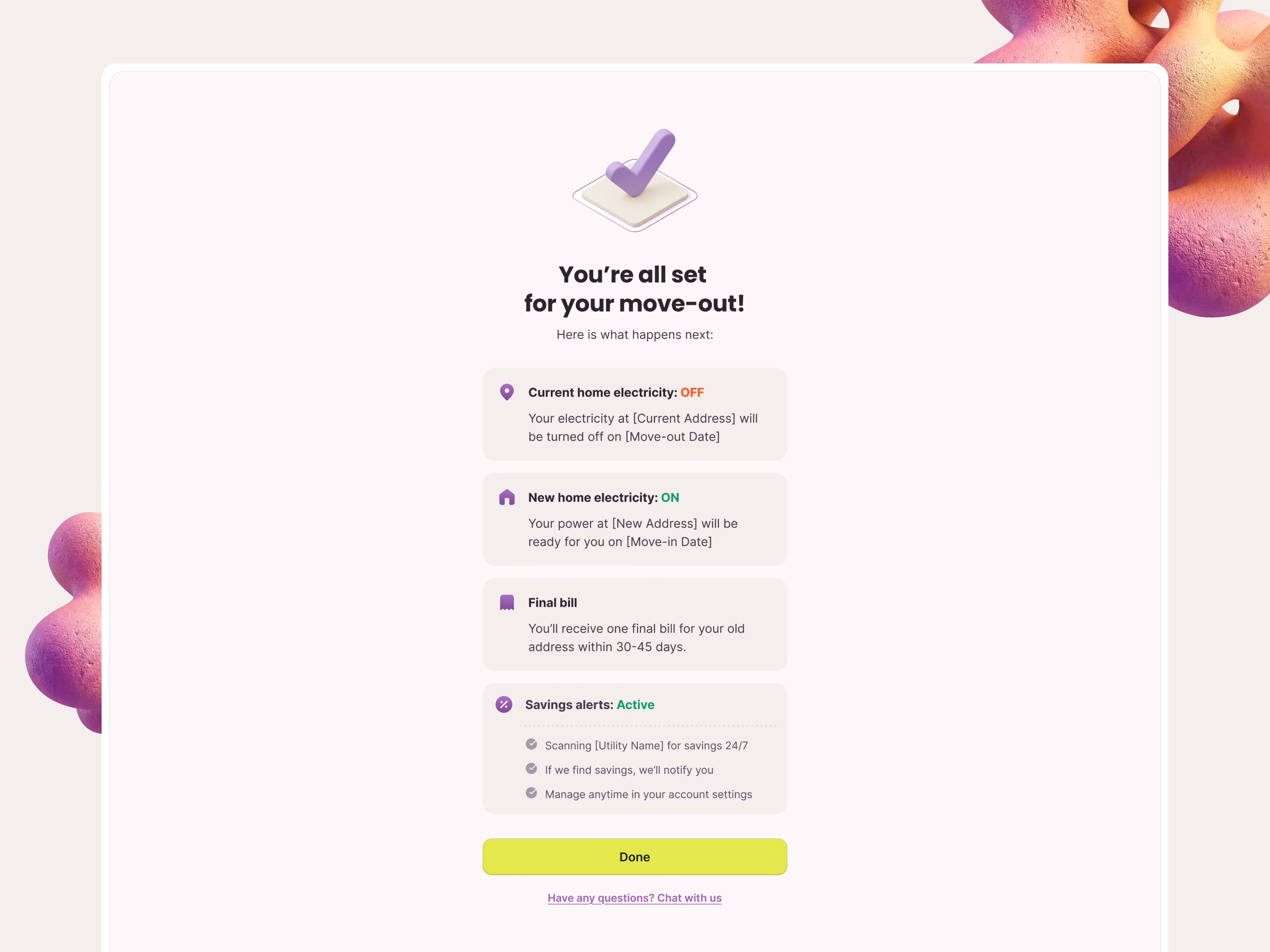 Move-out confirmation checklist variant for Public Grid