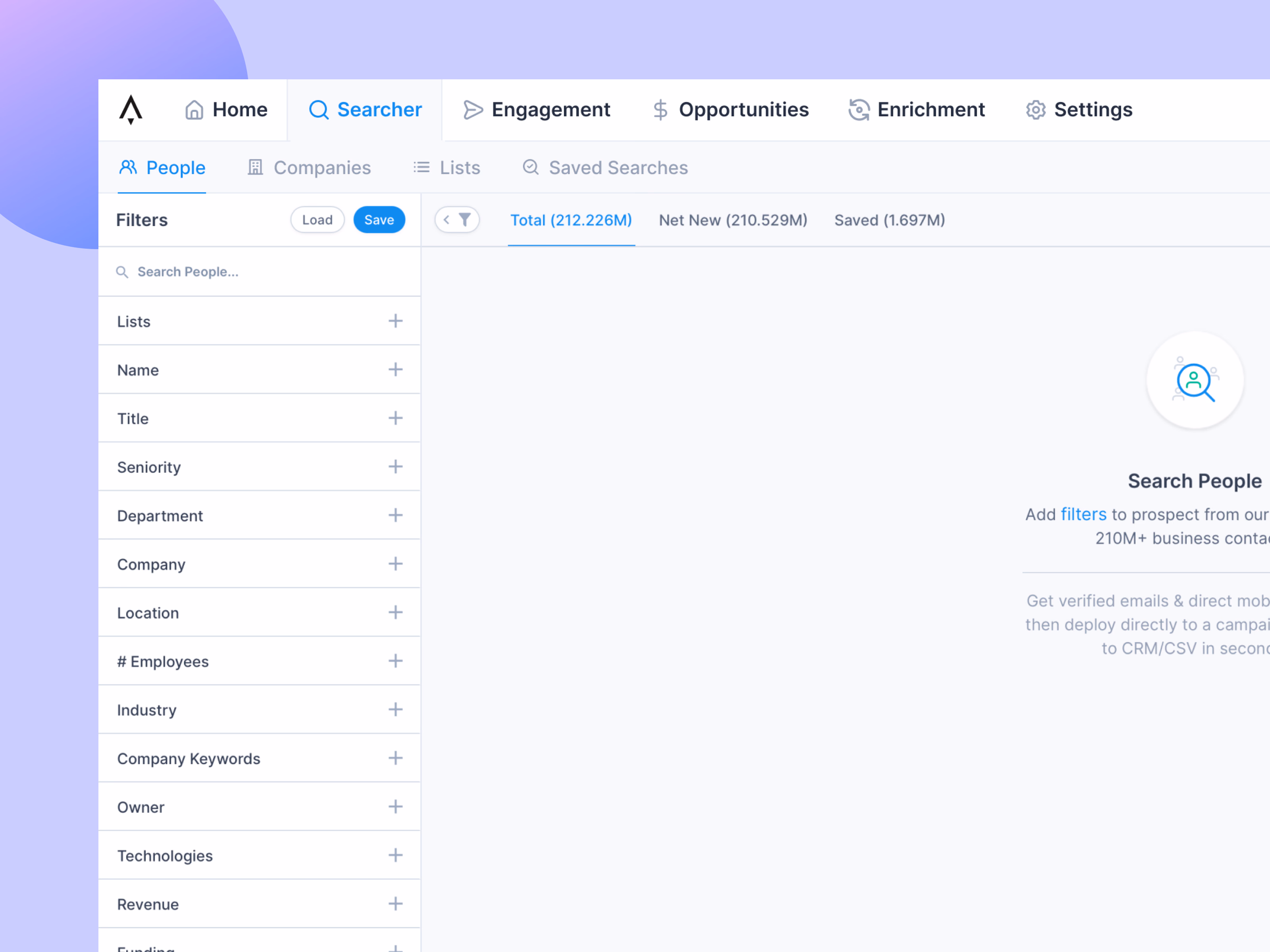 People search navigation and filters in Apollo