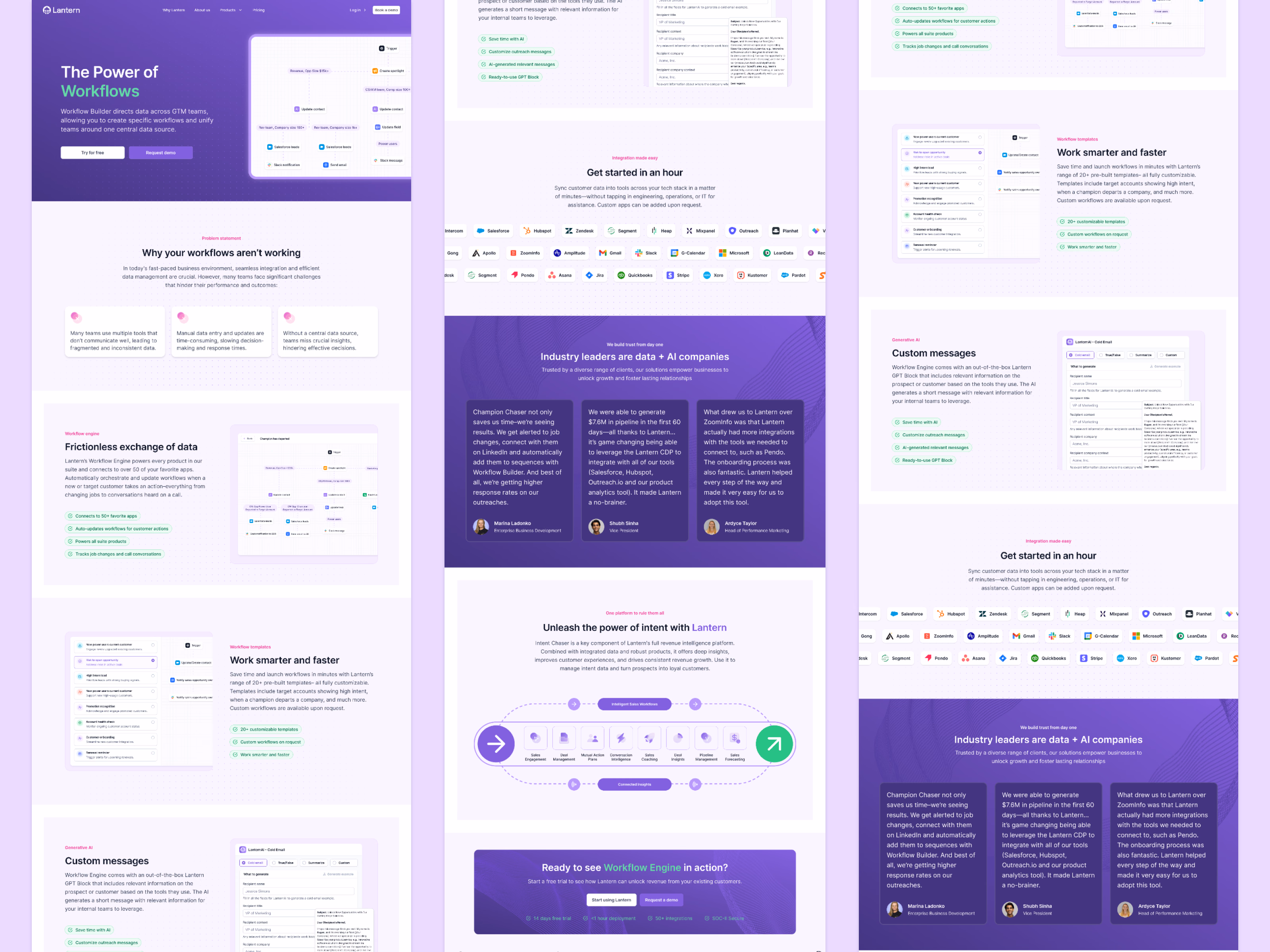 Workflow builder feature page for Lantern website