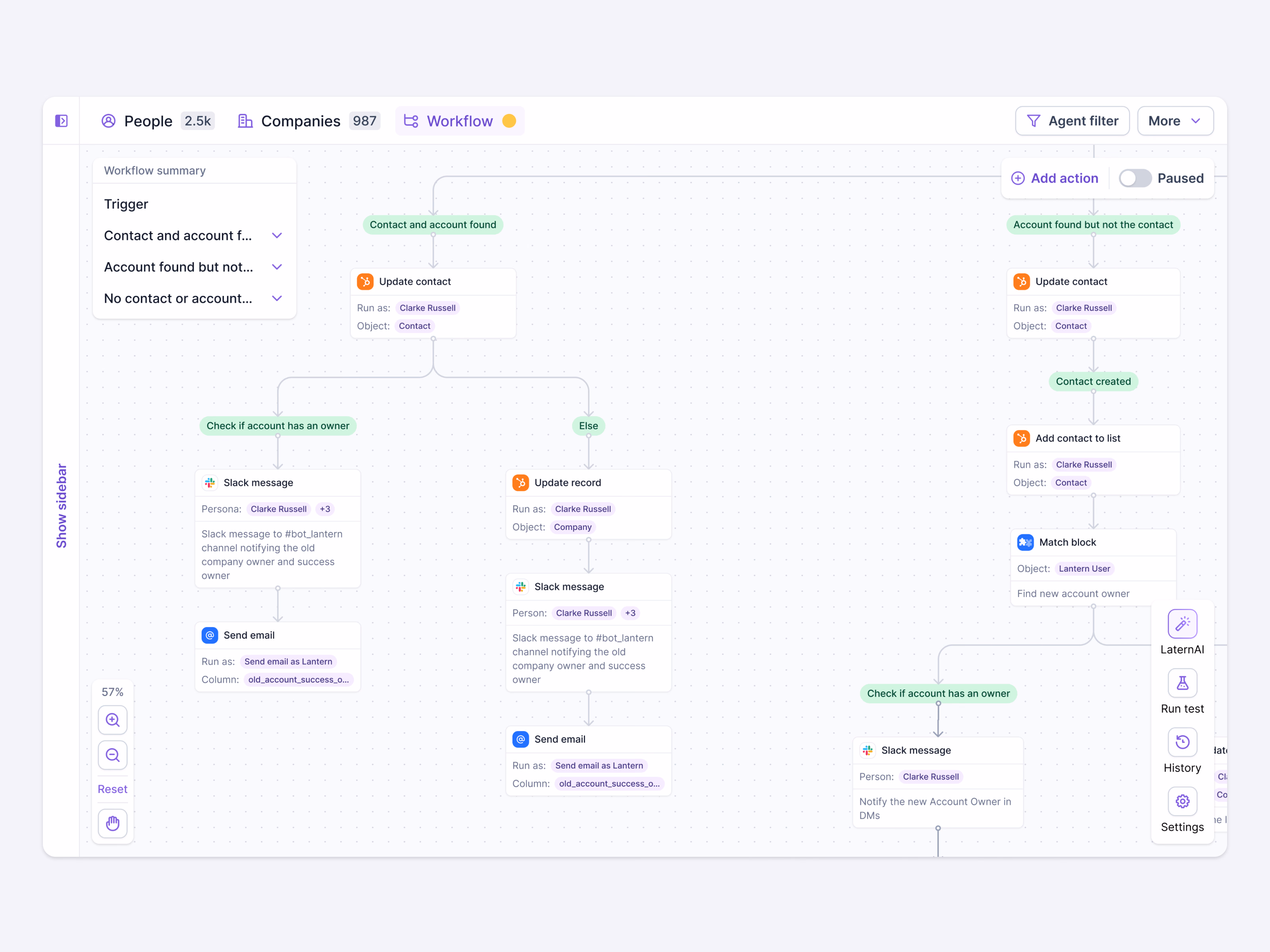 Workflow builder canvas V2 exploration for Lantern