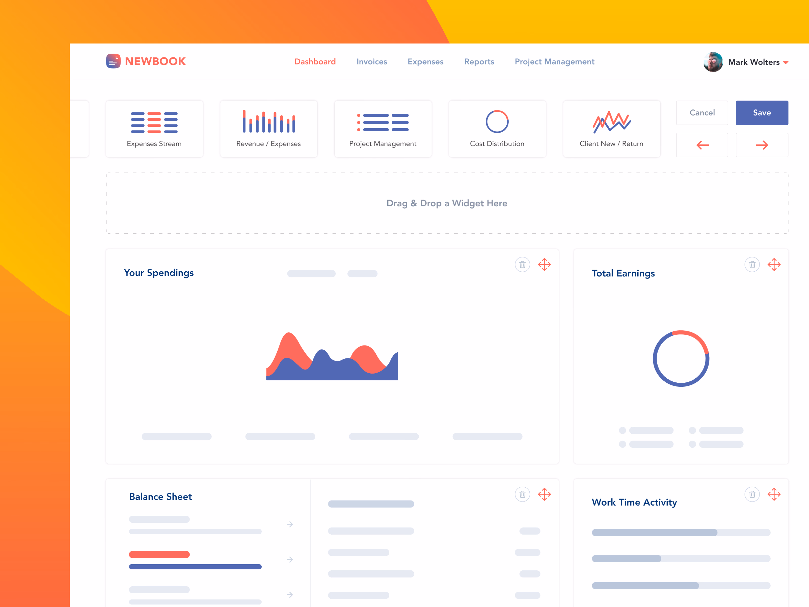 Dashboard widget customization for Newbook