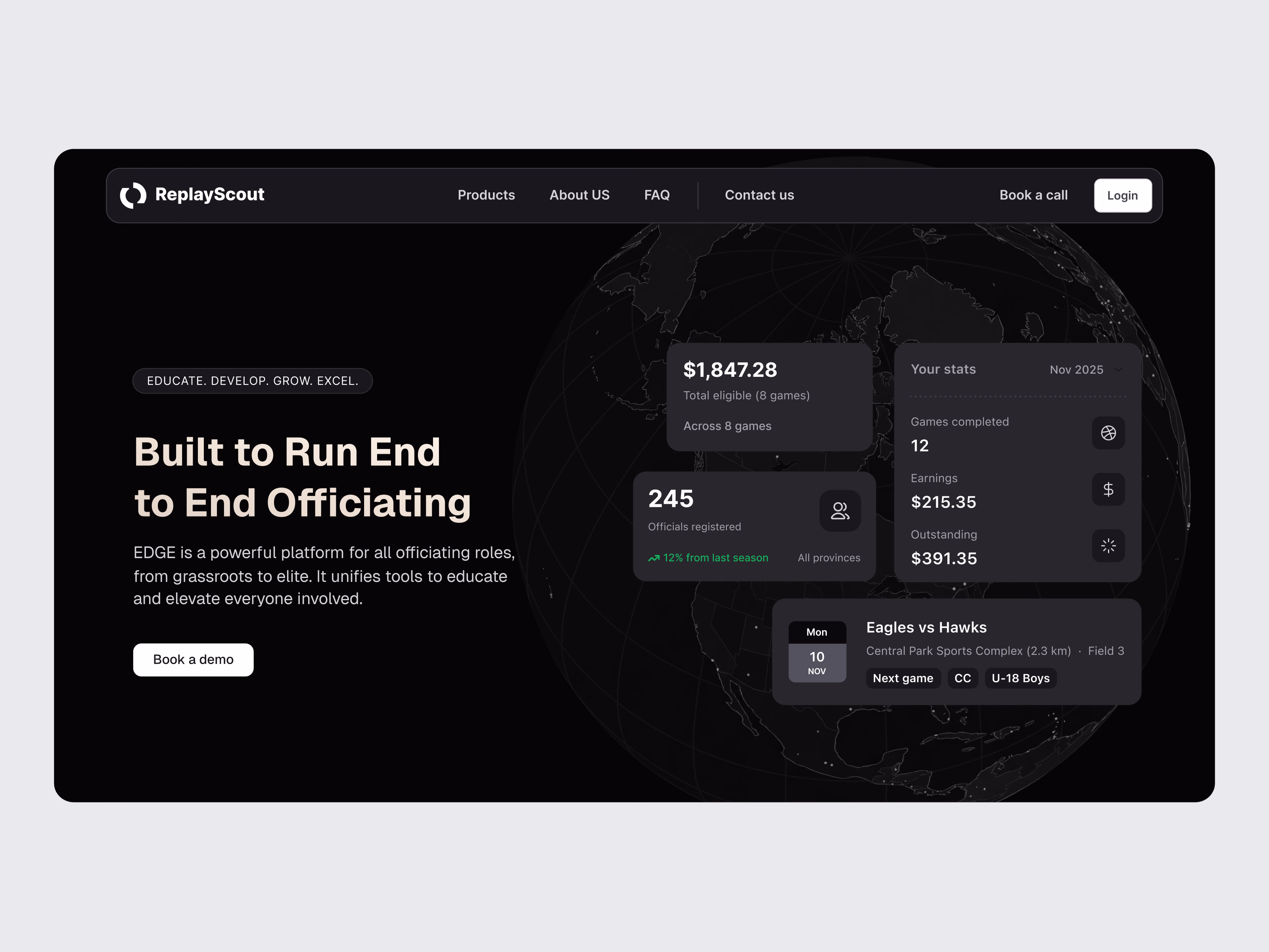 Referee officiating platform hero for EDGE