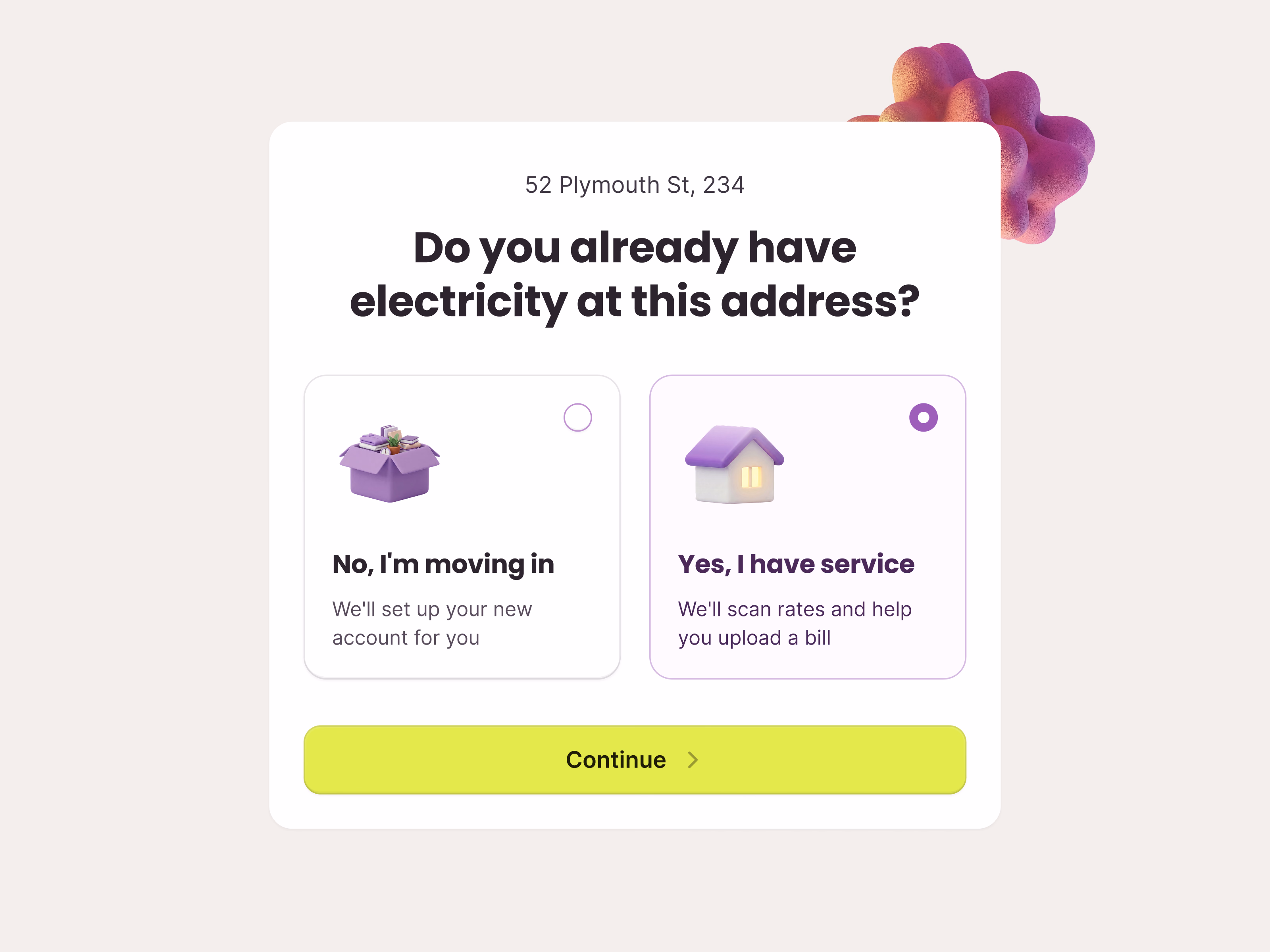 Electricity service selection onboarding for Public Grid