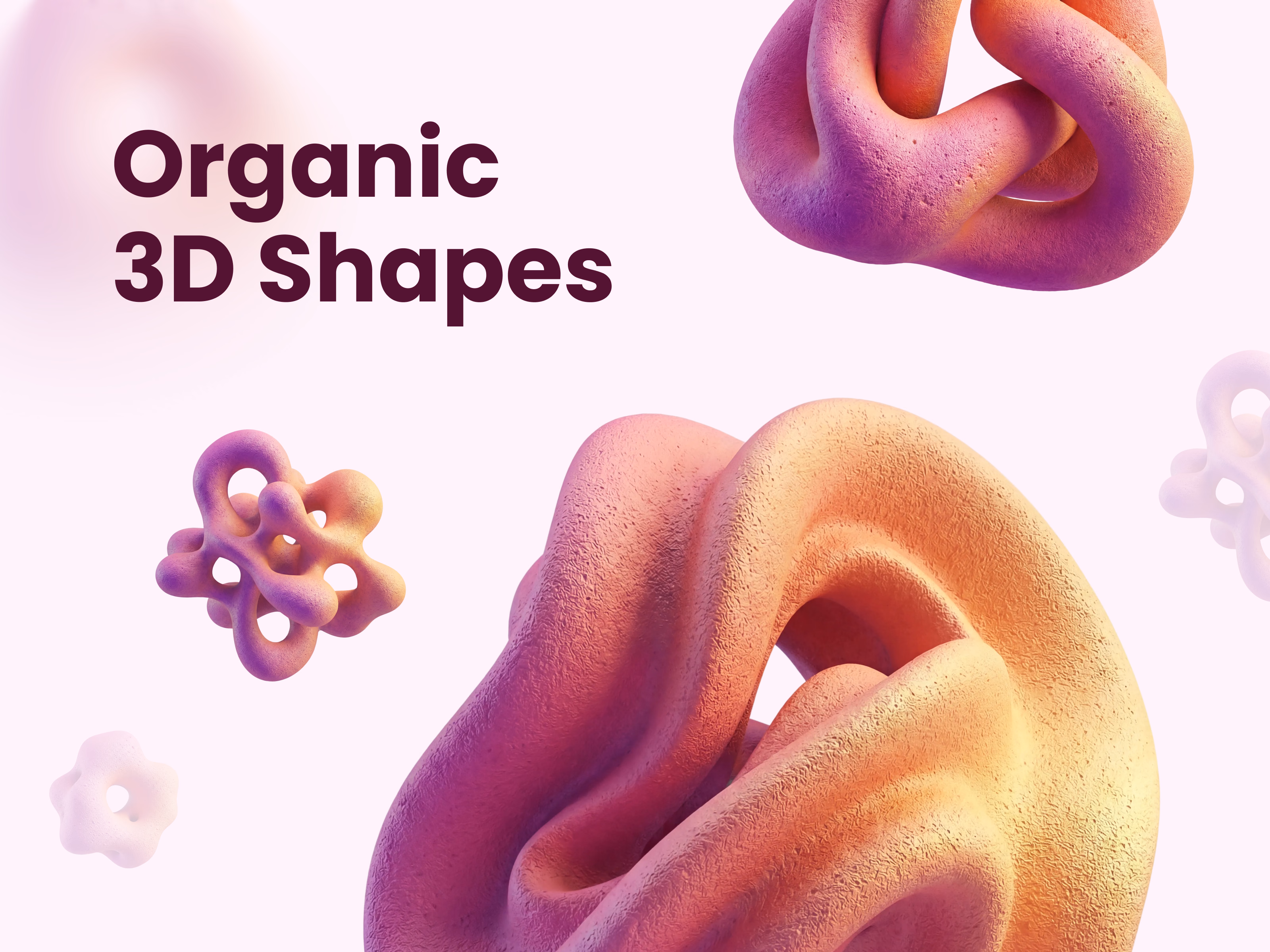 Organic abstract 3D shapes illustration set