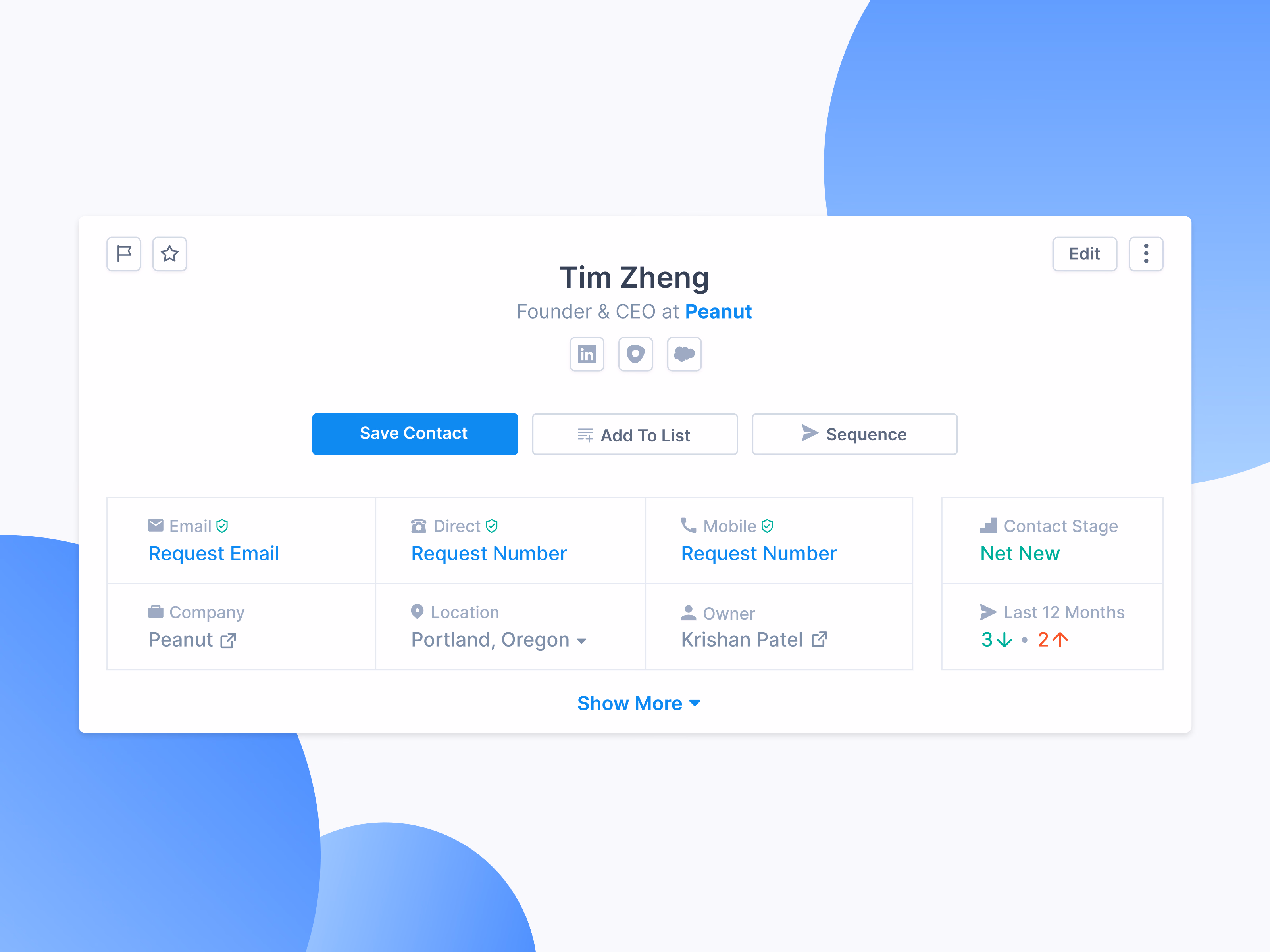 Contact profile card draft for Apollo