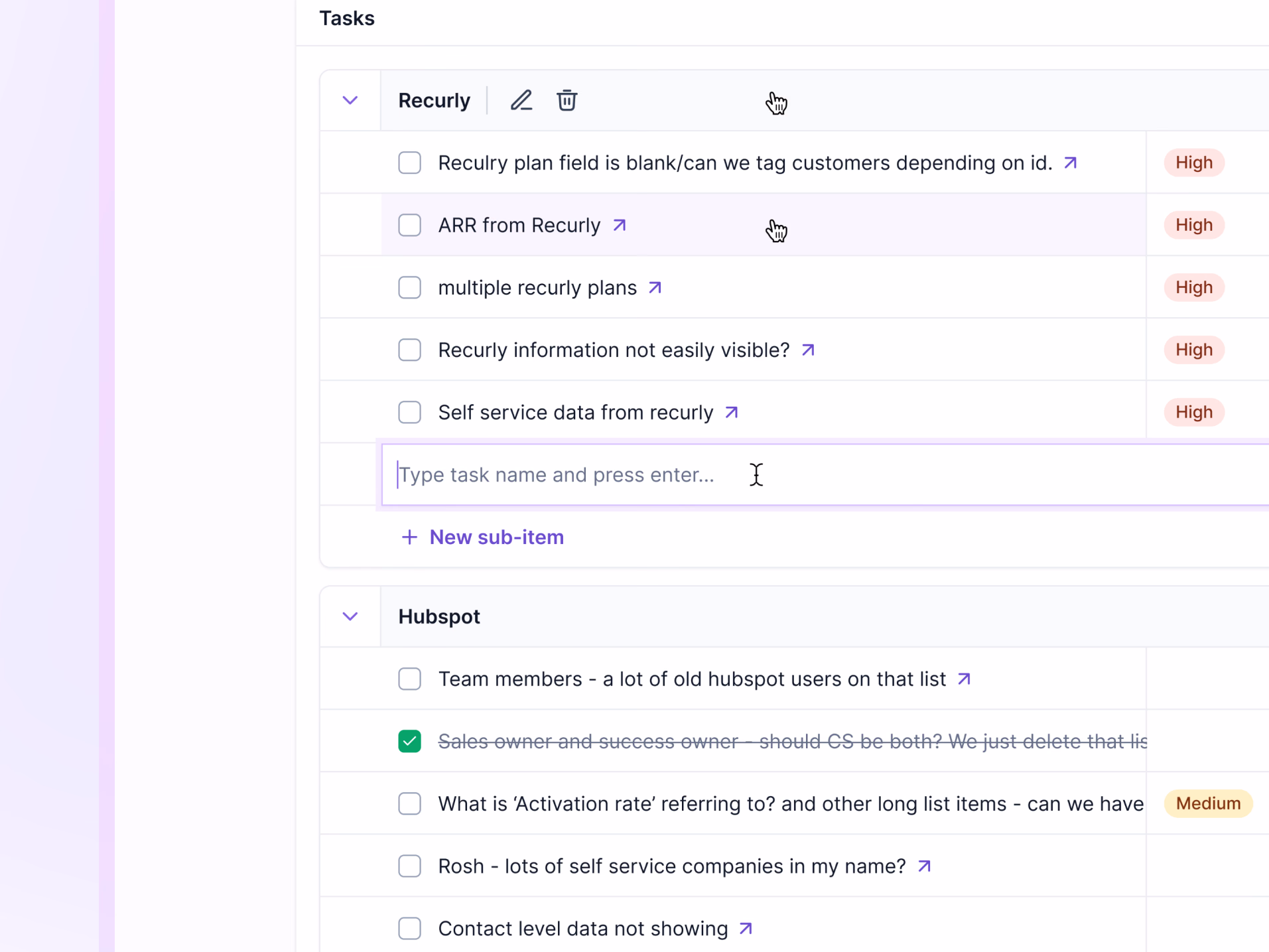 Grouped tasks table redesign for Lantern