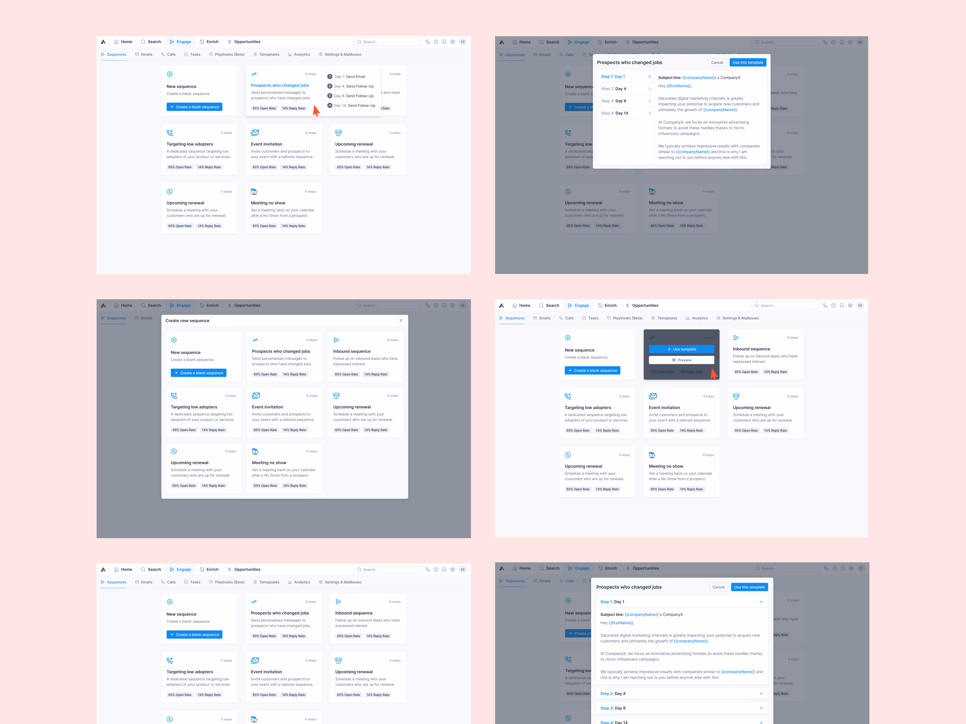 Sequence template picker exploration drafts for Apollo