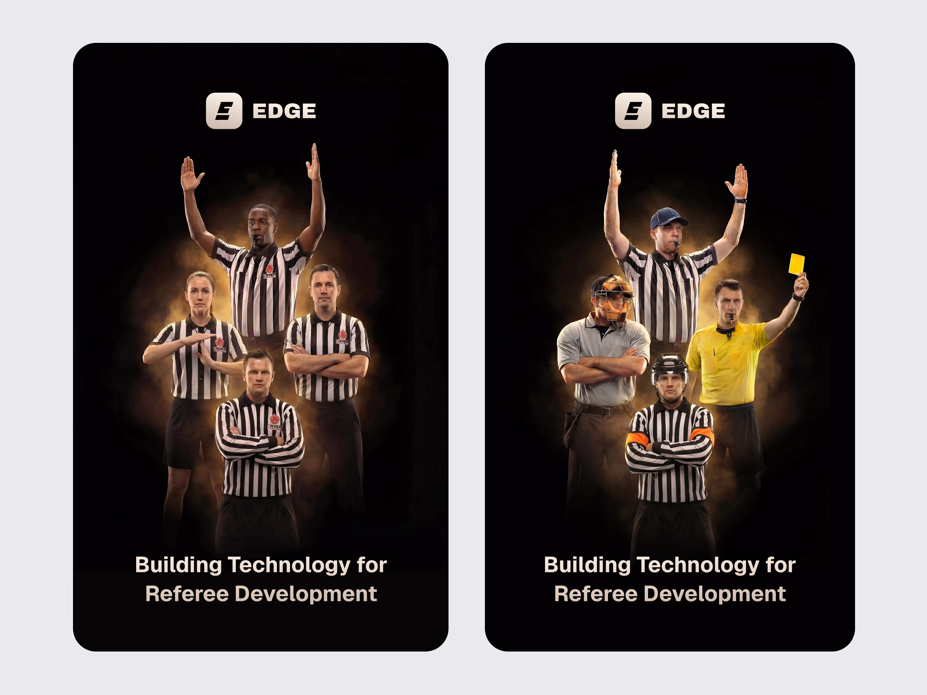 AI-generated referee portrait posters for EDGE