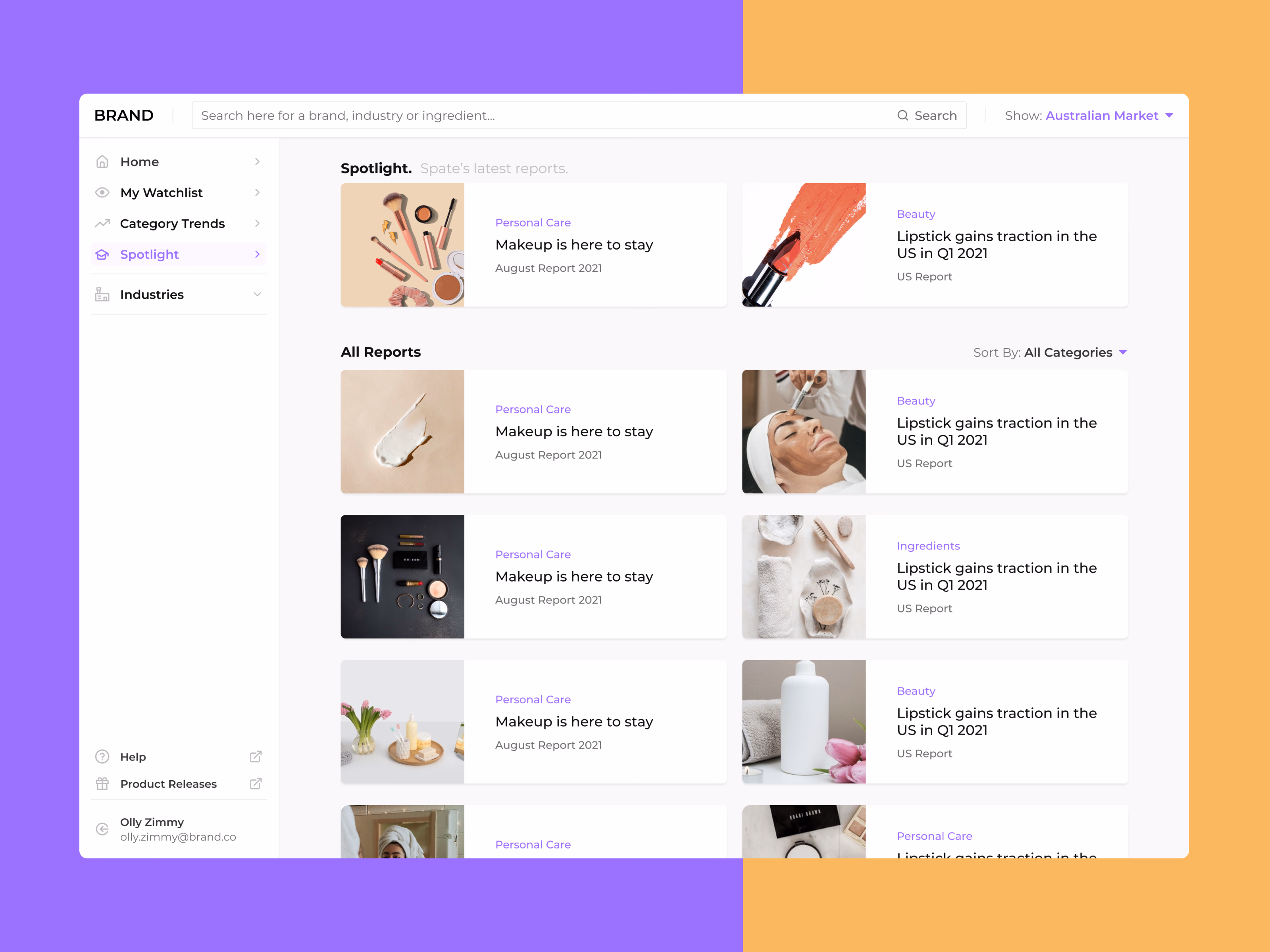 Research reports library page for Spate