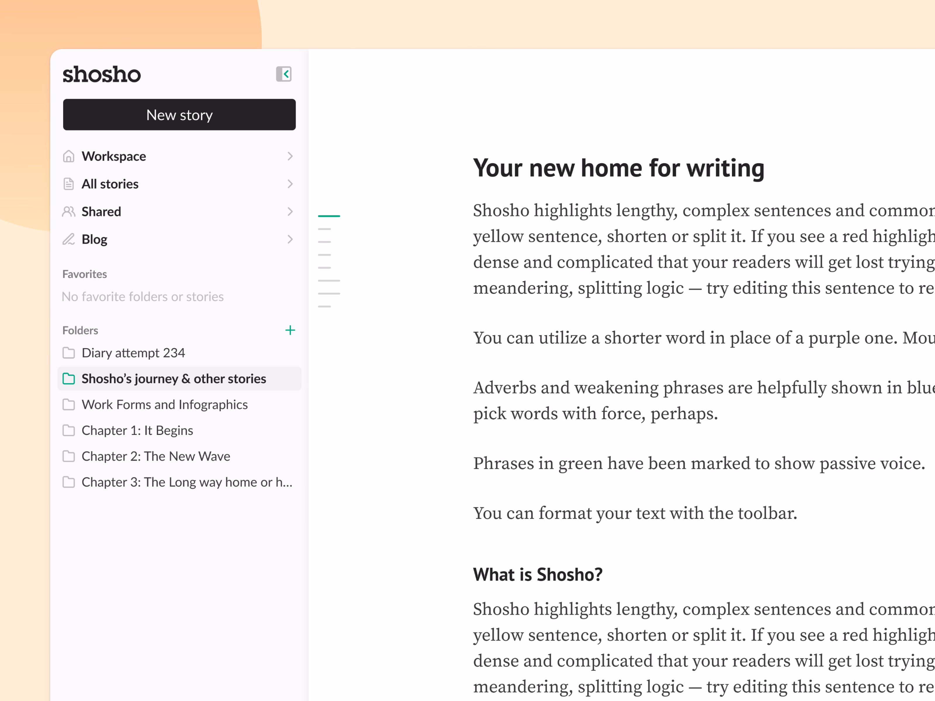 Minimal table of contents for long stories in Shosho