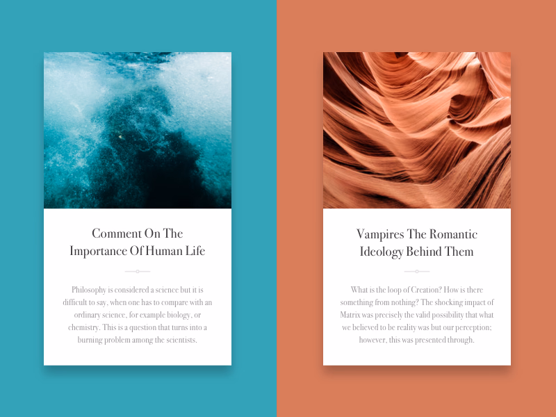 Bodoni typography exploration for article cards