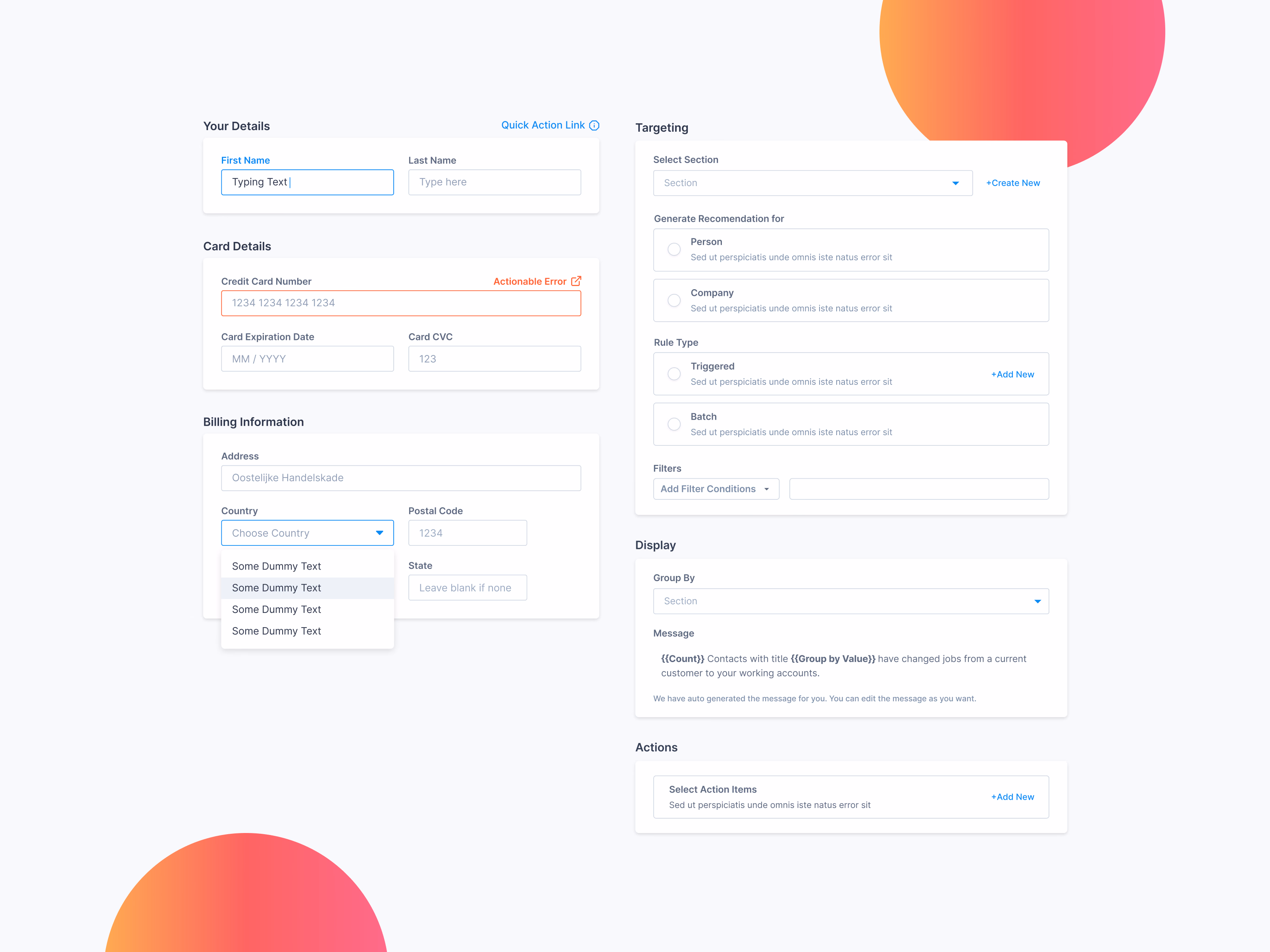 Form states and recommendation rule builder for Apollo