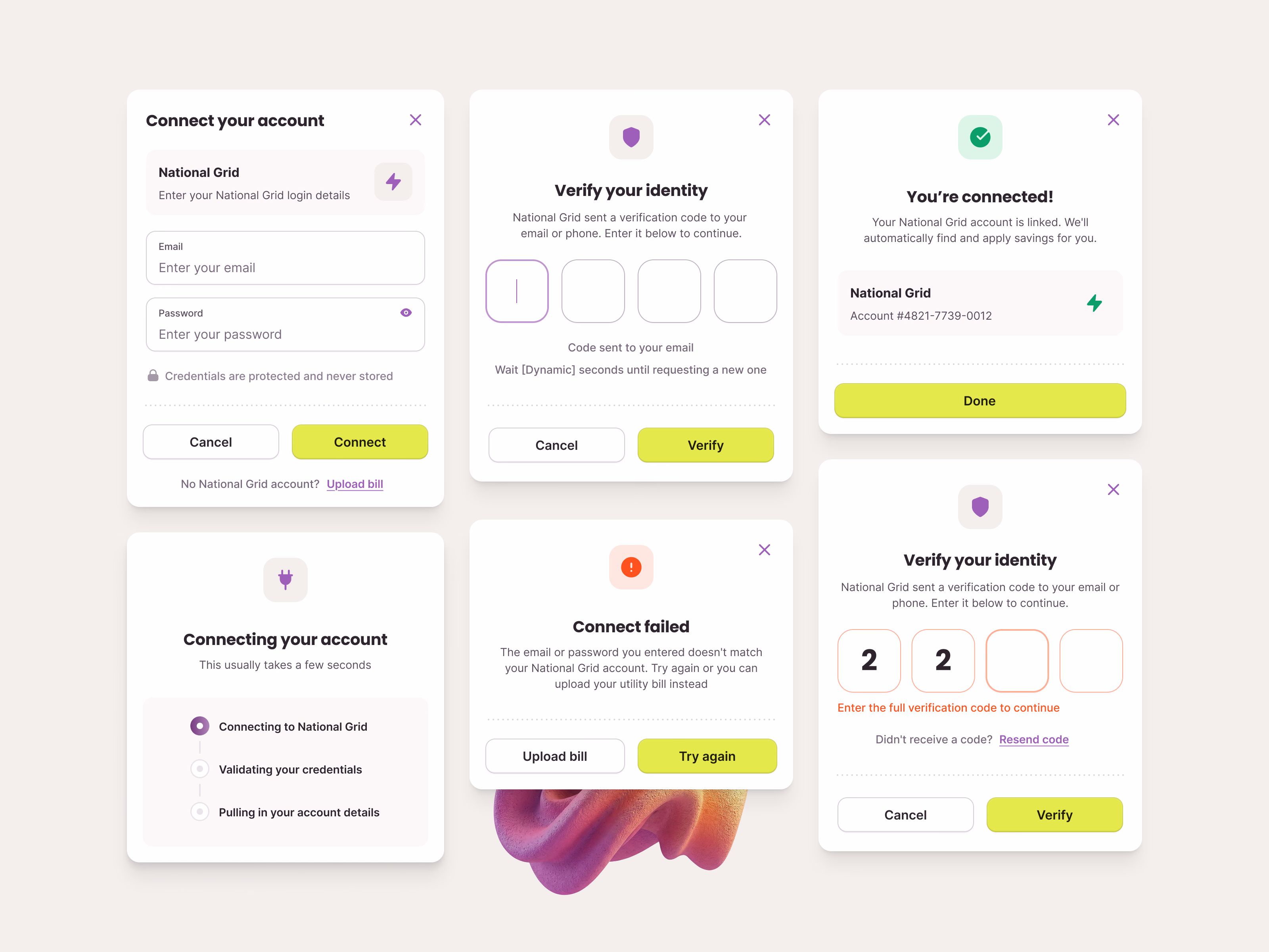 Utility account connection flow for Public Grid