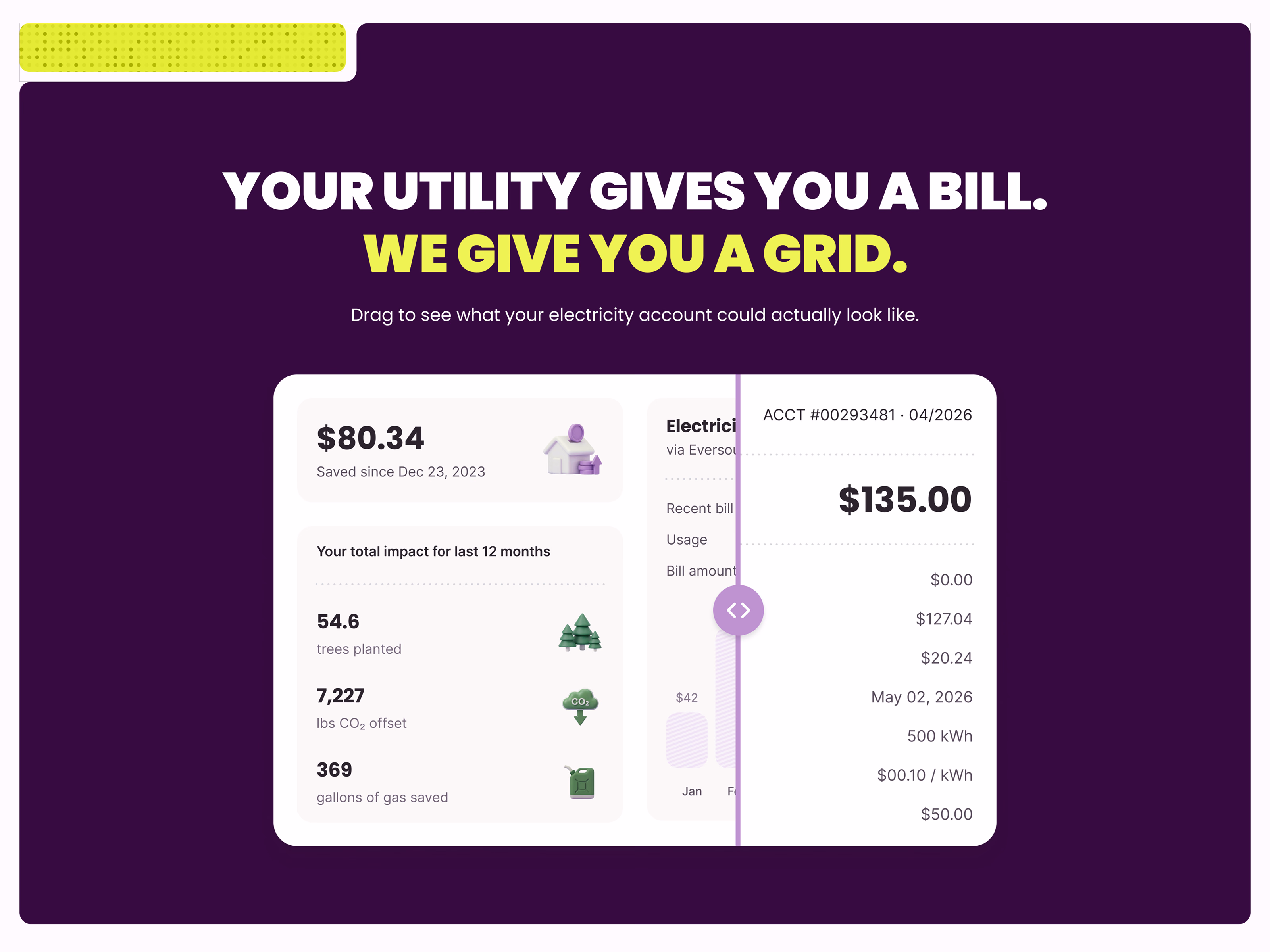 Utility bill comparison slider for Public Grid