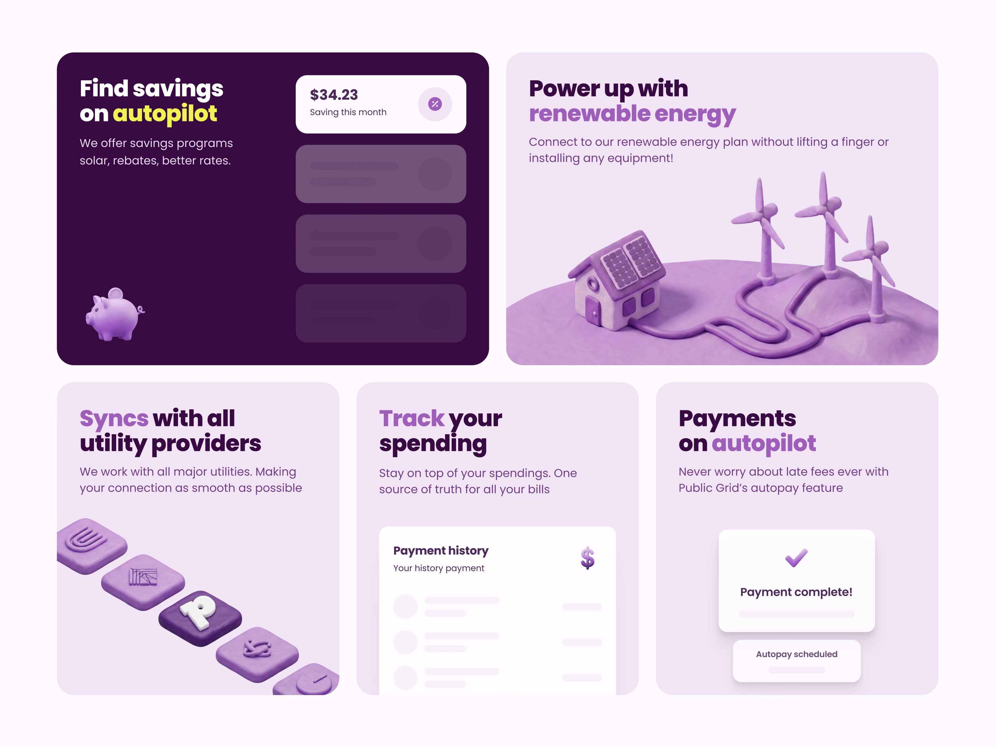 Energy features bento section draft for Public Grid